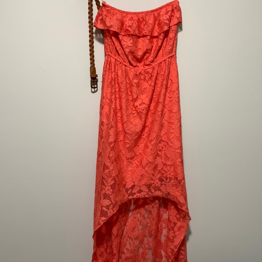 High-Low Maxi Dress Color: Orange Lace,Size: Small,Brand: Trixxi
